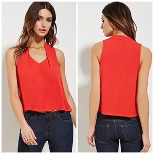FOREVER 21 Contemporary Pleat-Shoulder Top Sz M